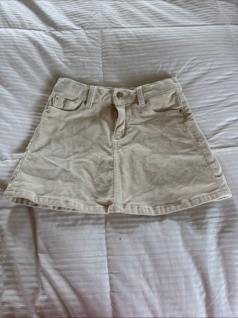 DL1961 Cream Corduroy Mini Skirt